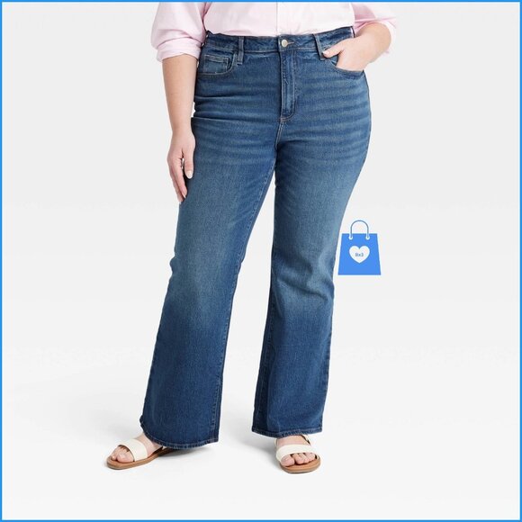 Size 17 Short - Womens High-Rise Flare Jeans - Universal Thread - Medium Wash - Picture 9 of 10